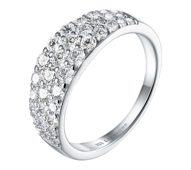 Fire Light Lab Grown Diamond 3-Row Band Ring, Sterling Silver — View 3