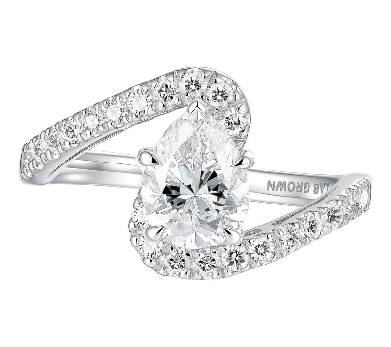 Fire Light 1.30 cttw Lab Grown Diamond Bypass Ring, Sterling — View 6