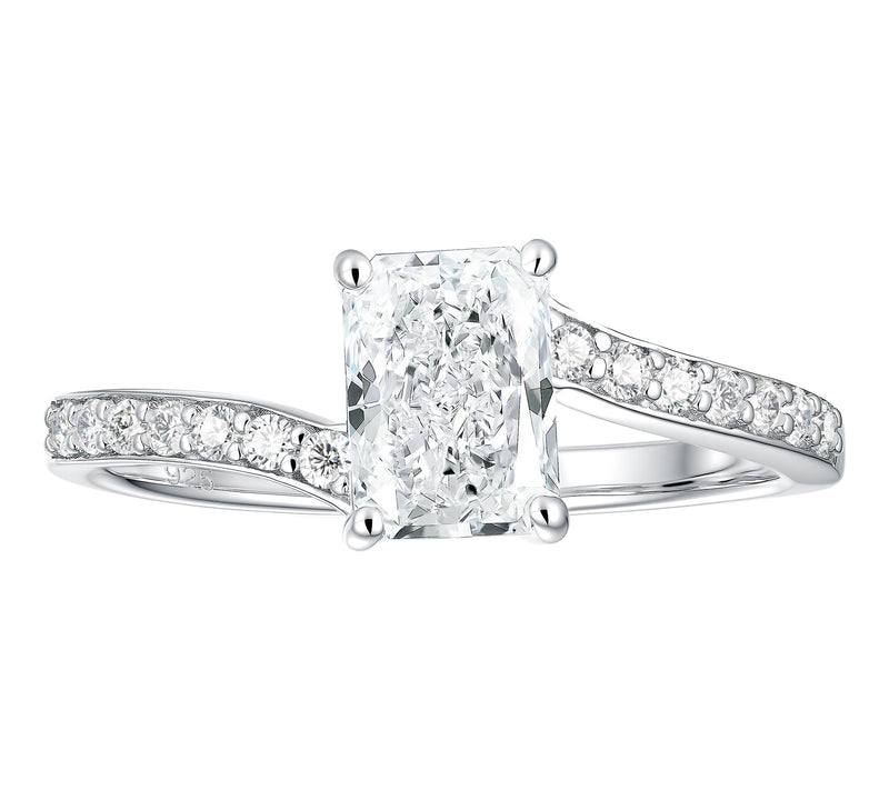 Fire Light 1.10 cttw Lab Grown Diamond Bypass Ring, Sterling — View 3