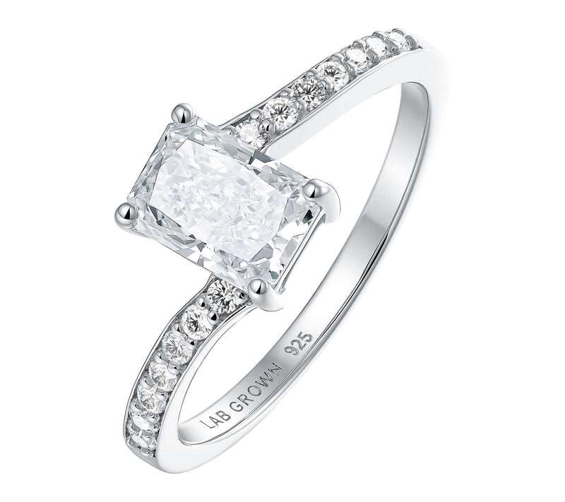 Fire Light 1.10 cttw Lab Grown Diamond Bypass Ring, Sterling — View 6