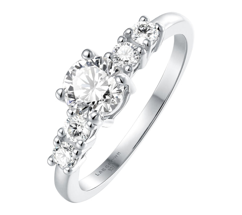 Fire Light 0.75 cttw Lab Grown Diamond 5-StoneRing, Sterling — View 6