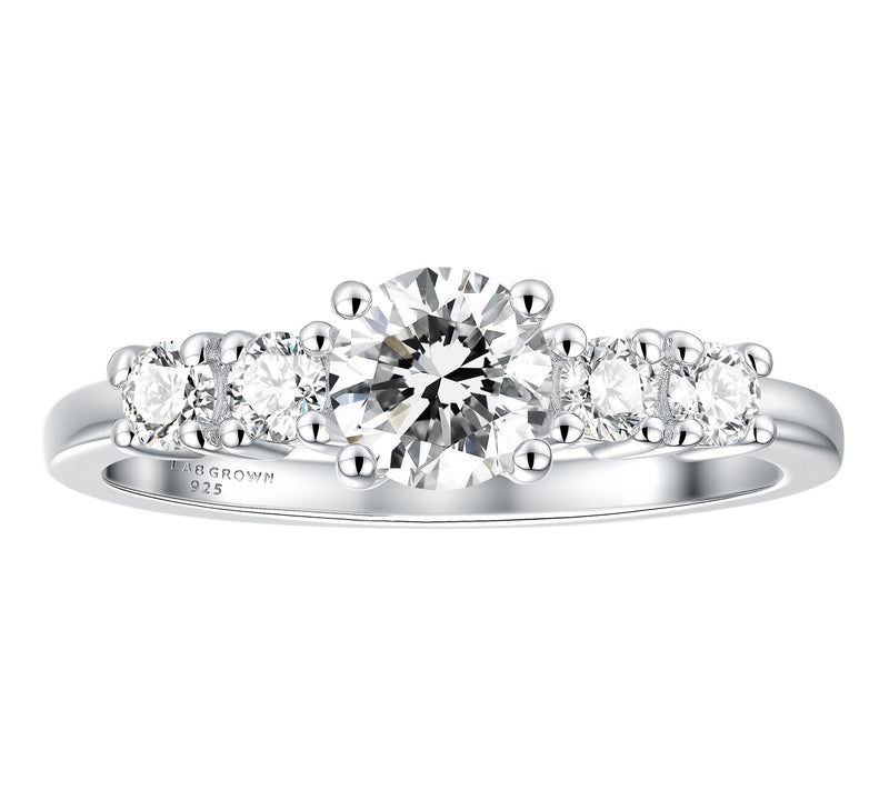 Fire Light 0.75 cttw Lab Grown Diamond 5-StoneRing, Sterling — View 3
