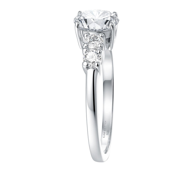 Fire Light 0.75 cttw Lab Grown Diamond 5-StoneRing, Sterling — View 4