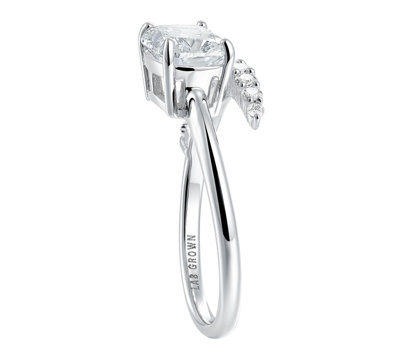 Fire Light 1.90 cttw Lab Grown Diamond Bypass Ring, Sterling — View 4