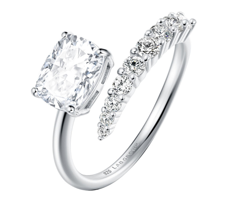 Fire Light 1.90 cttw Lab Grown Diamond Bypass Ring, Sterling — View 6