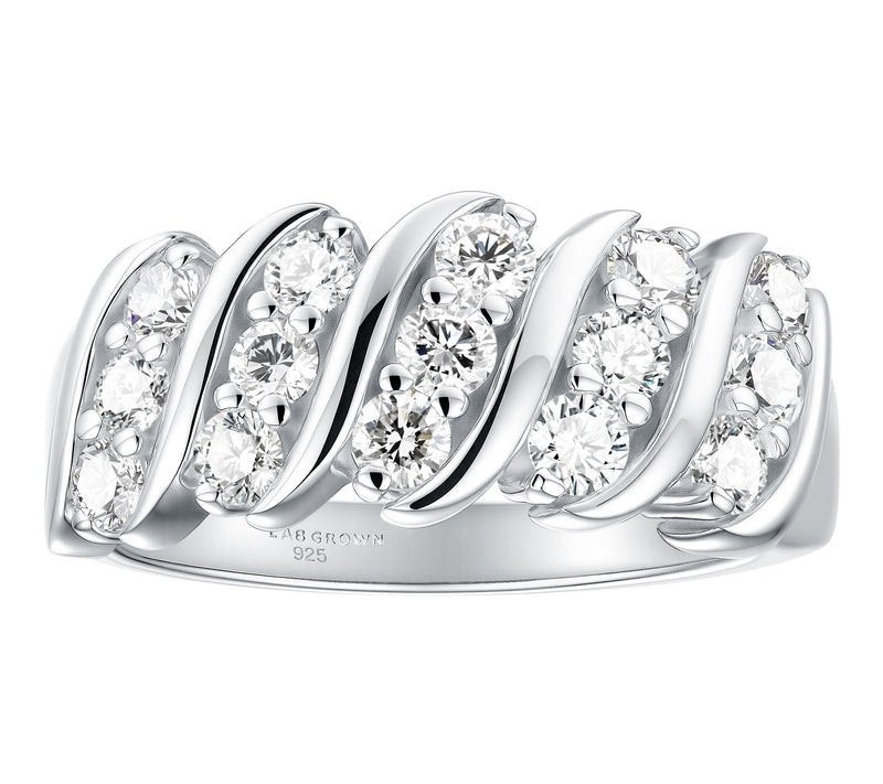 Fire Light 0.95 cttw Lab Grown Diamond 5-Row Ring, Sterling — View 6
