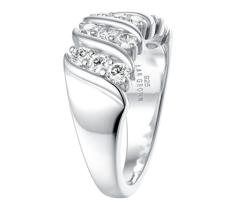 Fire Light 0.95 cttw Lab Grown Diamond 5-Row Ring, Sterling — View 4