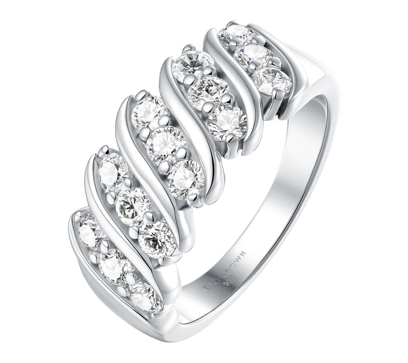 Fire Light 0.95 cttw Lab Grown Diamond 5-Row Ring, Sterling — View 3