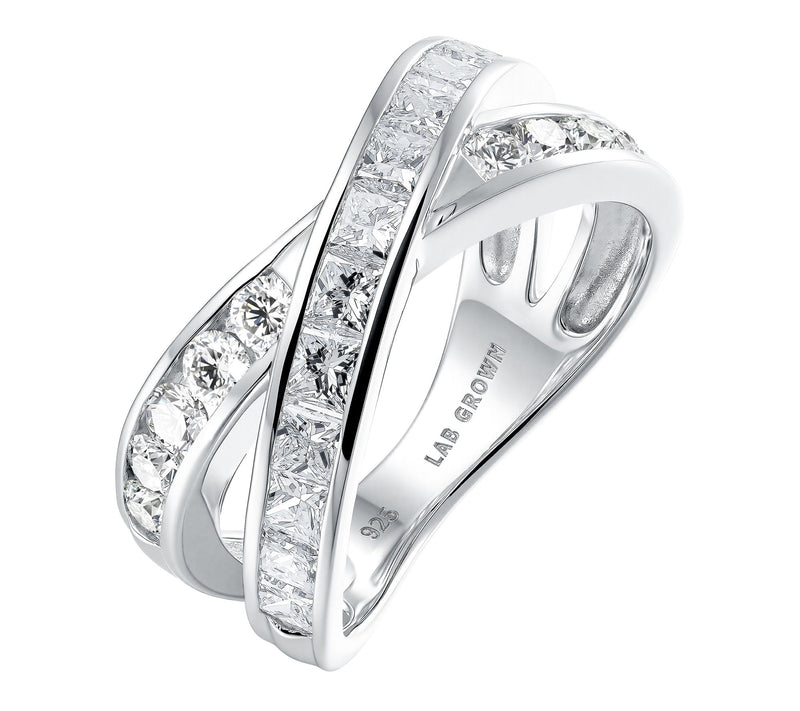 Fire Light 1.70 cttw Lab Grown Diamond Bypass Ring, Sterling — Main view