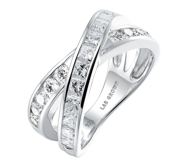 Fire Light 1.70 cttw Lab Grown Diamond Bypass Ring, Sterling — View 6