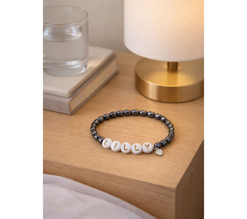 Alkeme Personalized Name Bracelet in Hematine — View 3
