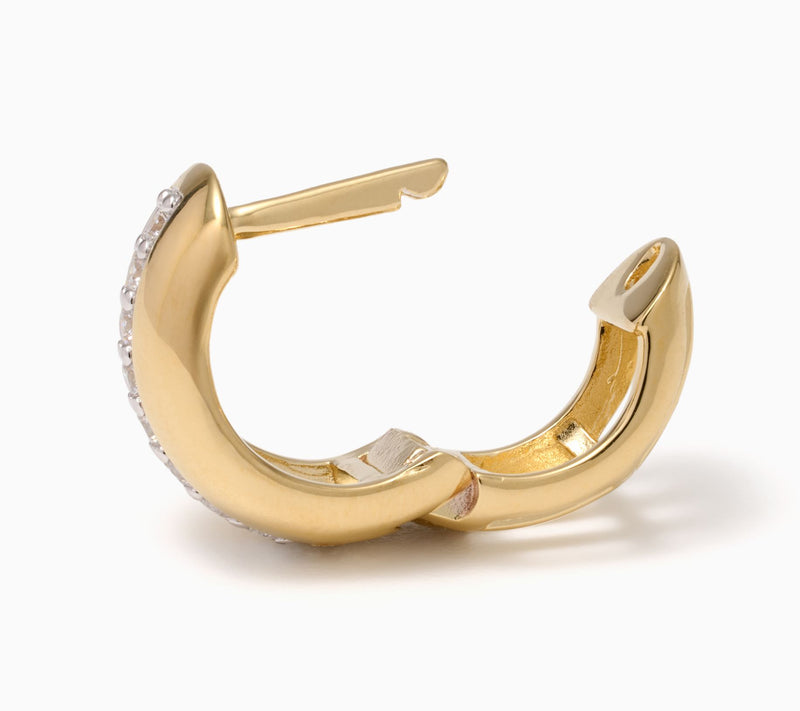Diamonique Chubby Huggie Hoop Earrings, Sterling Silver — View 6