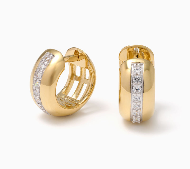 Diamonique Chubby Huggie Hoop Earrings, Sterling Silver — Main view