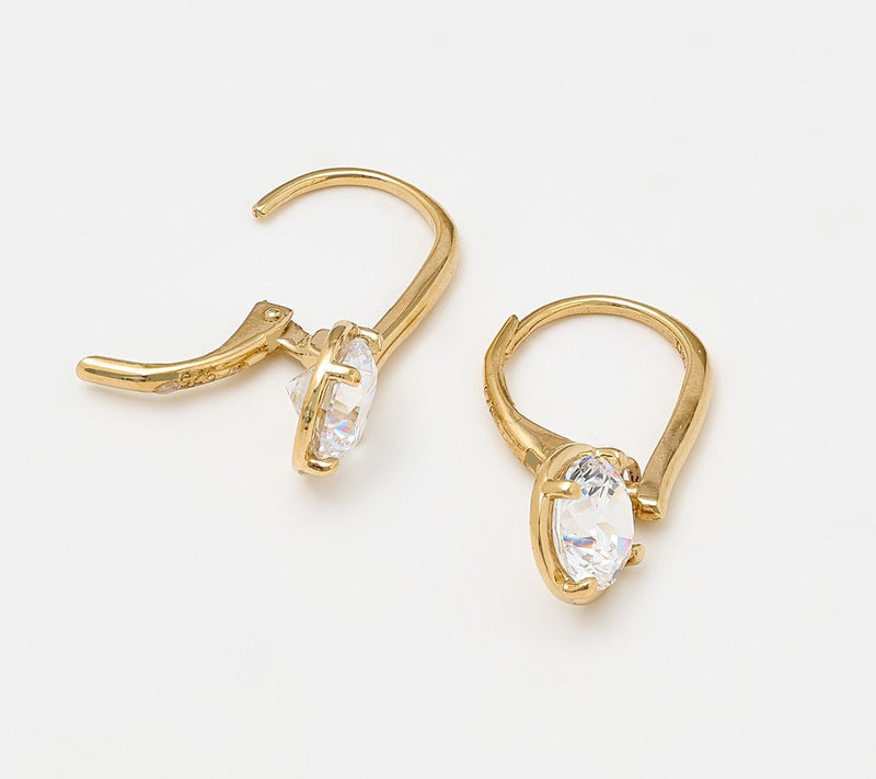 Diamonique x Lulu Frost Round Cut Bezel Leverback Earrings, Sterl — View 6