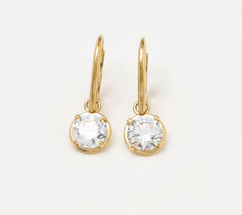 Diamonique x Lulu Frost Round Cut Bezel Leverback Earrings, Sterl — View 5