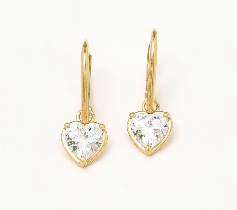 Diamonique x Lulu Frost Heart Bezel Leverback Earrings, Sterl — Main view