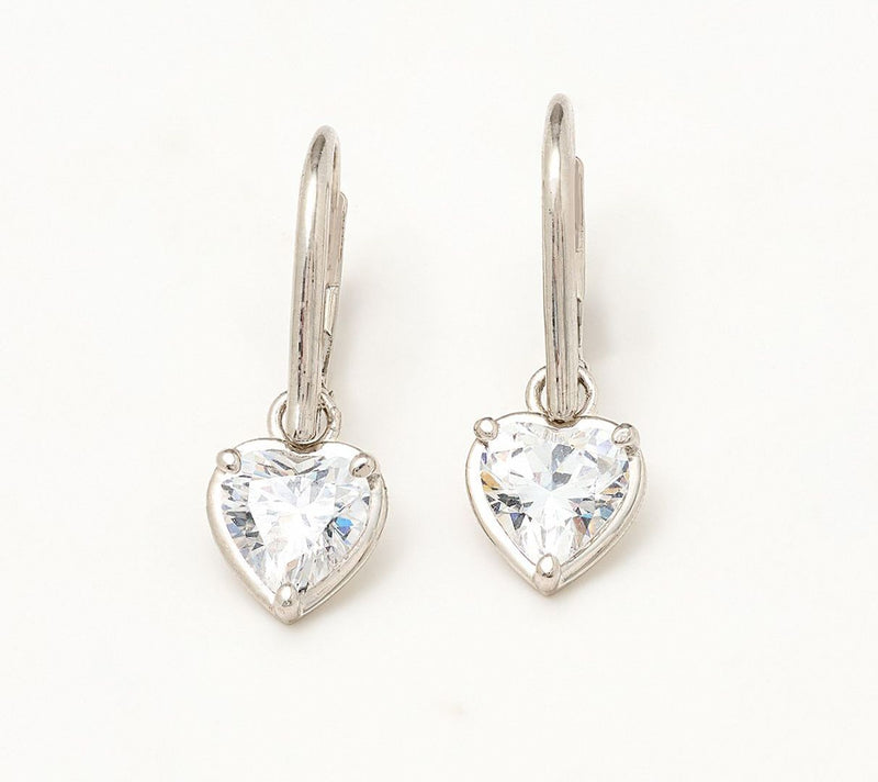 Diamonique x Lulu Frost Heart Bezel Leverback Earrings, Sterl — View 3