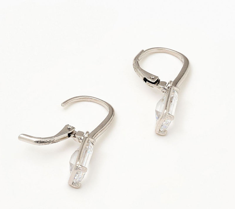 Diamonique x Lulu Frost Emerald Bezel Leverback Earrings, Sterl — View 6