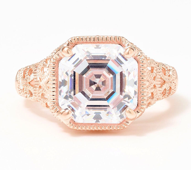 Diamonique x Lulu Frost Asscher Cut Antique Ring, Sterling Silver — View 8