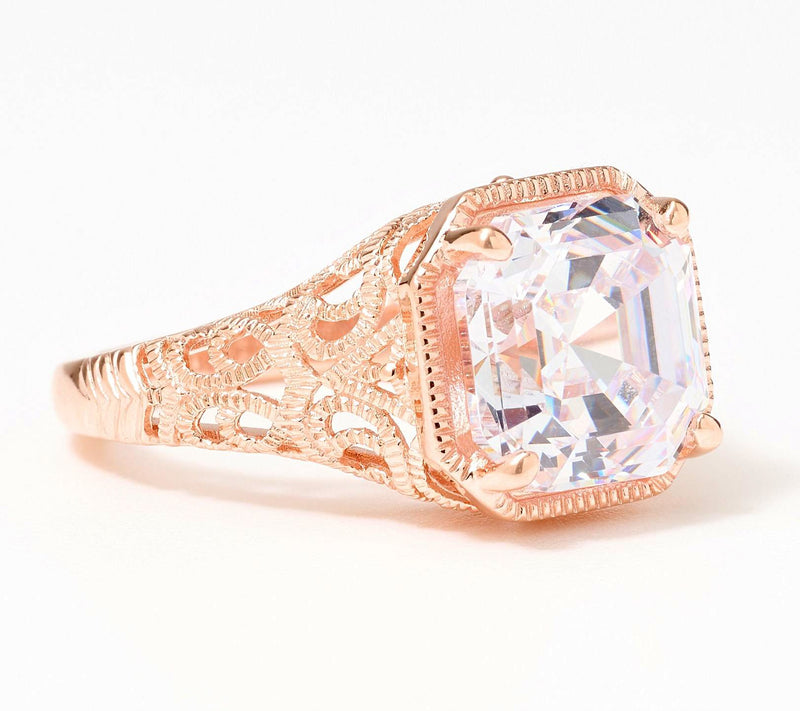 Diamonique x Lulu Frost Asscher Cut Antique Ring, Sterling Silver — View 3