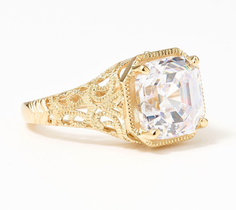 Diamonique x Lulu Frost Asscher Cut Antique Ring, Sterling Silver — View 7