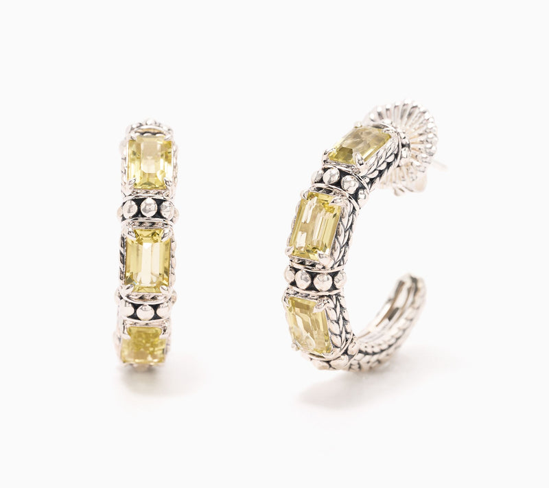JAI Sterling Silver Shimmer Bead Gemstone 1" Hoop Earrings — View 9