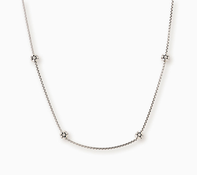JAI Sterling Silver Baby Box Chain Shimmer Bead Necklace, 18" — Main view