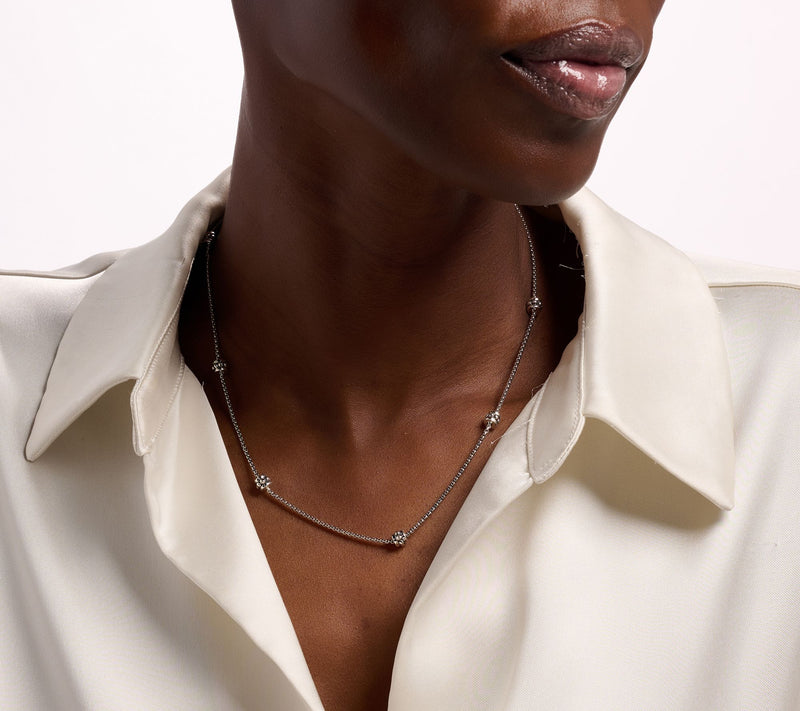 JAI Sterling Silver Baby Box Chain Shimmer Bead Necklace, 18" — View 5