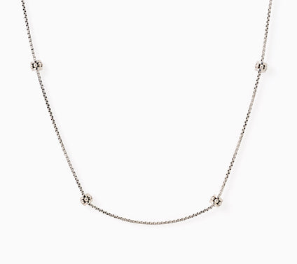 JAI Sterling Silver Baby Box Chain Shimmer Bead Necklace, 24"
