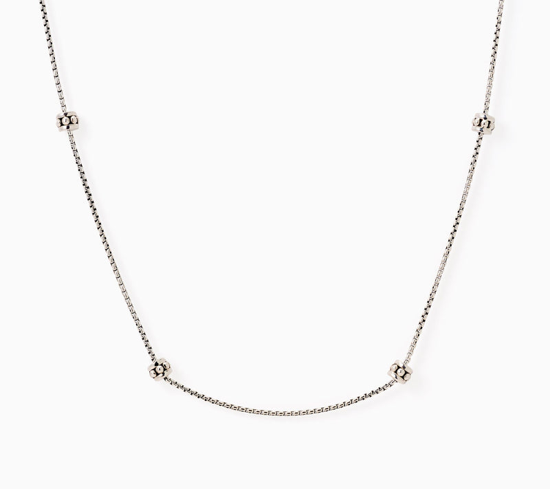 JAI Sterling Silver Baby Box Chain Shimmer Bead Necklace, 24" — Main view
