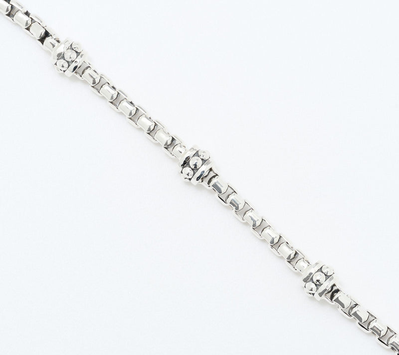JAI Sterling Silver 5.3mm Box Chain Shimmer Bead Bracelet, 24g — View 2