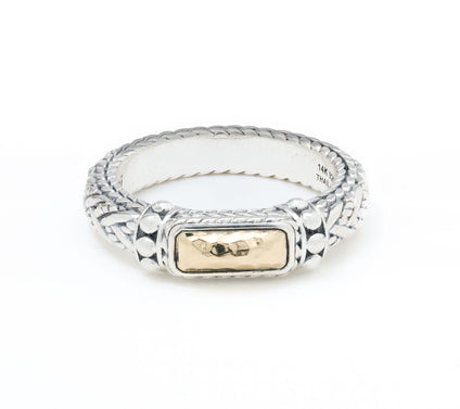 JAI Sterling Silver & 14K Gold Hammered Legacy Ring