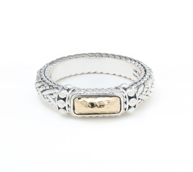 JAI Sterling Silver & 14K Gold Hammered Legacy Ring — Main view