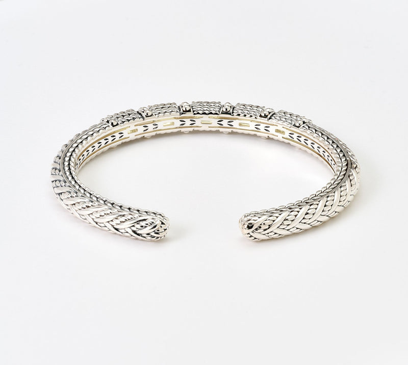 JAI Sterling Silver Legacy Woven Shimmer Bead Gemstone Cuff — View 12