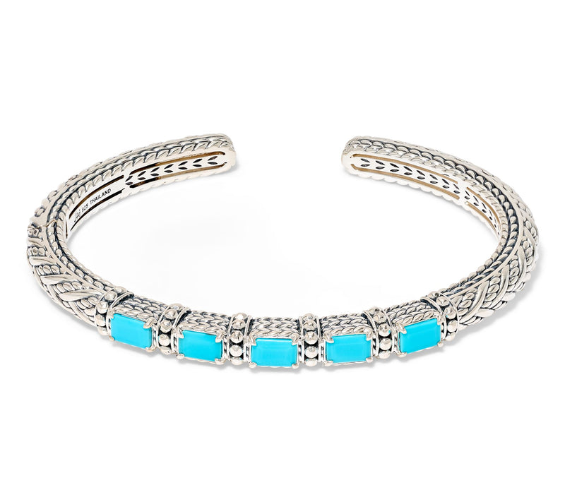 JAI Sterling Silver Legacy Woven Shimmer Bead Gemstone Cuff — View 9
