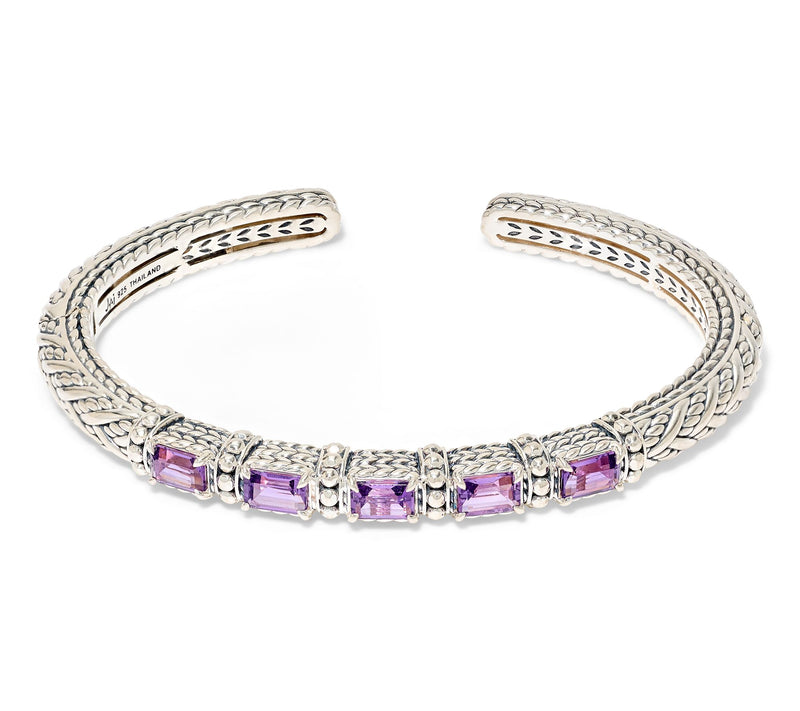 JAI Sterling Silver Legacy Woven Shimmer Bead Gemstone Cuff — View 3