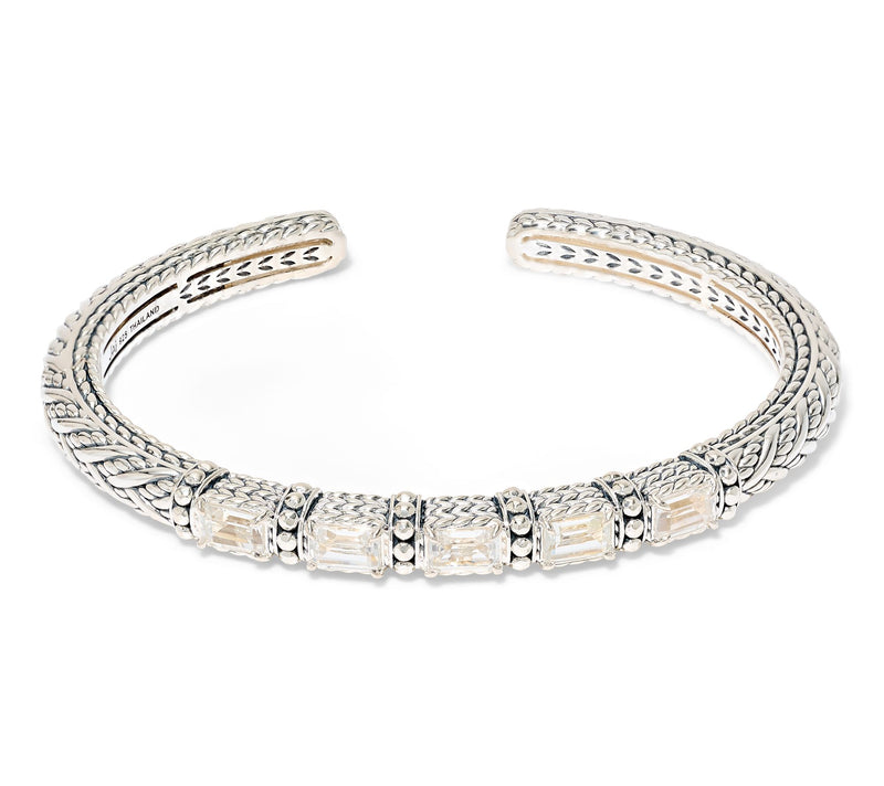 JAI Sterling Silver Legacy Woven Shimmer Bead Gemstone Cuff — View 11