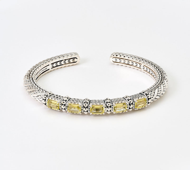 JAI Sterling Silver Legacy Woven Shimmer Bead Gemstone Cuff — View 17