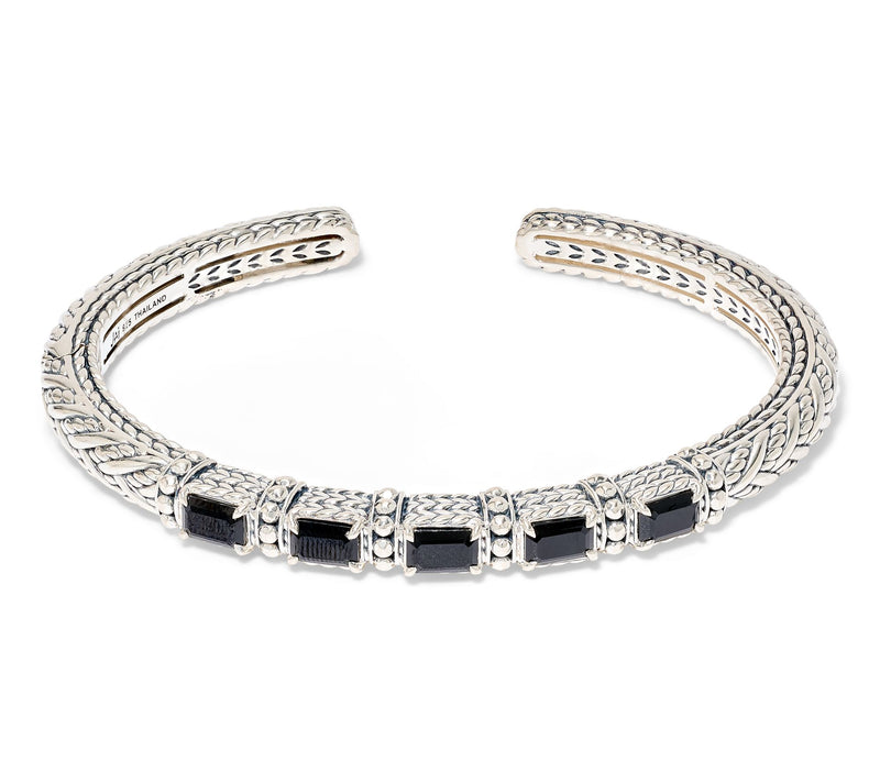 JAI Sterling Silver Legacy Woven Shimmer Bead Gemstone Cuff — View 5