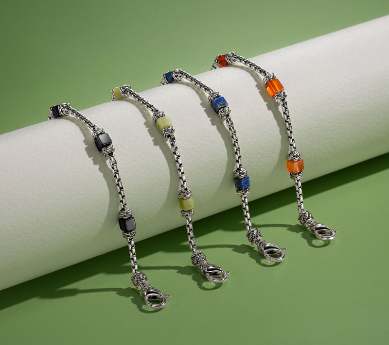 JAI Ireland Sterling Silver Cara Rope Gemstone Box Chain Bracelet — View 4