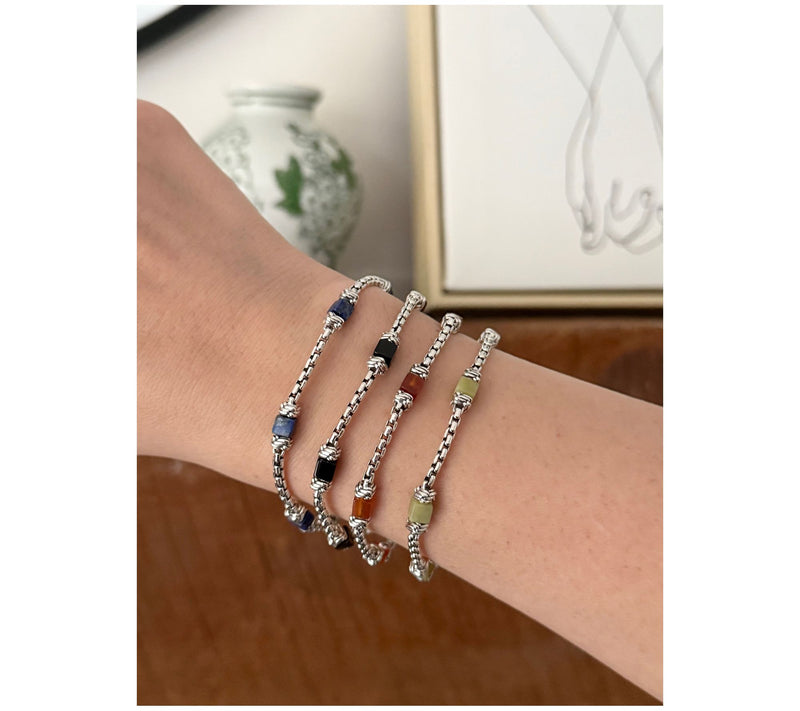 JAI Ireland Sterling Silver Cara Rope Gemstone Box Chain Bracelet — View 6