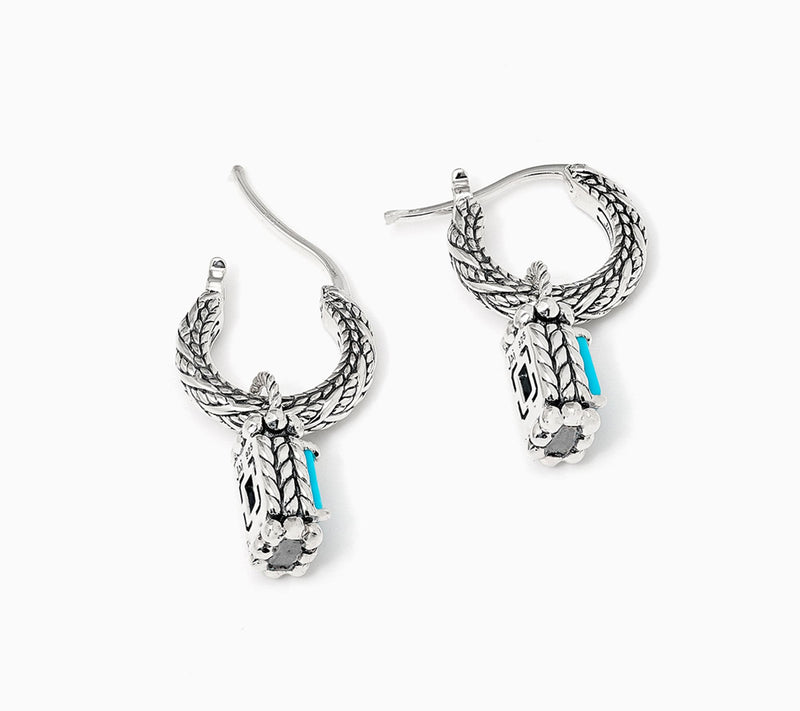 JAI Sterling Silver Legacy Woven Gemstone Drop Hoop Earrings — View 2