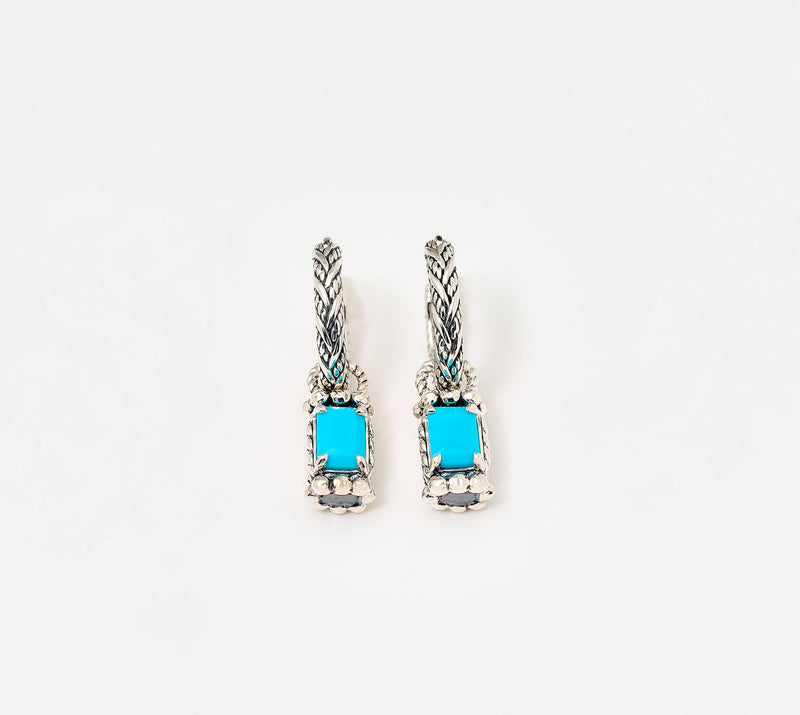 JAI Sterling Silver Legacy Woven Gemstone Drop Hoop Earrings — View 12