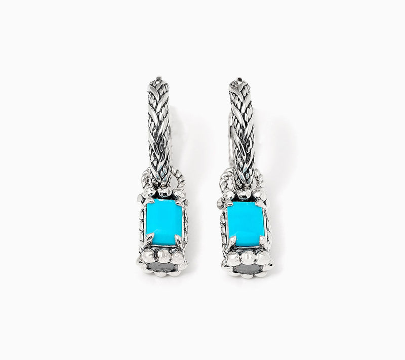 JAI Sterling Silver Legacy Woven Gemstone Drop Hoop Earrings — Main view
