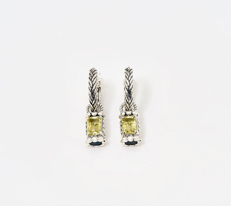 JAI Sterling Silver Legacy Woven Gemstone Drop Hoop Earrings — View 16