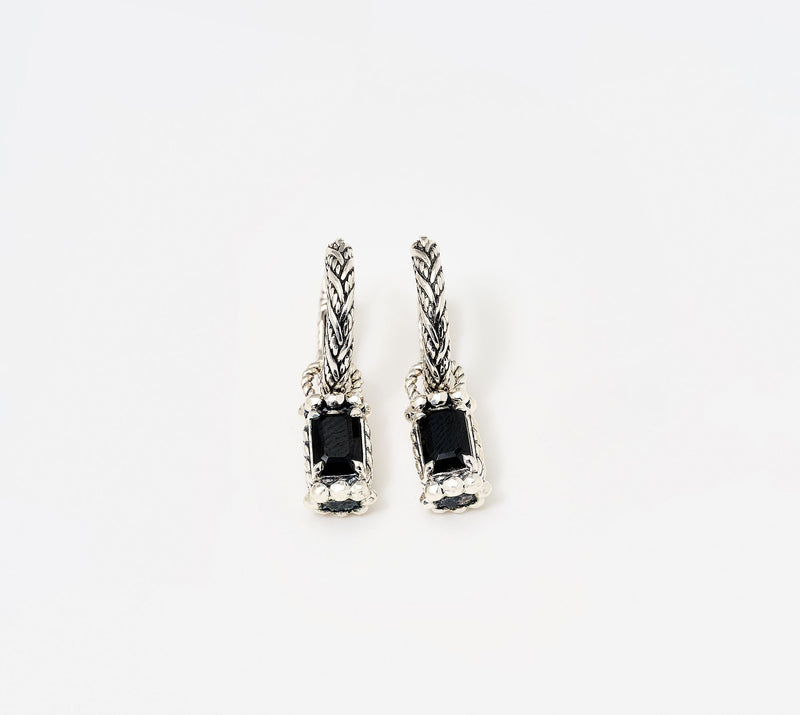 JAI Sterling Silver Legacy Woven Gemstone Drop Hoop Earrings — View 17