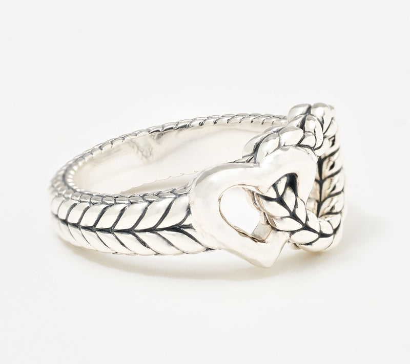 JAI Sterling Silver Hammered & Basketweave Heart Ring — View 2