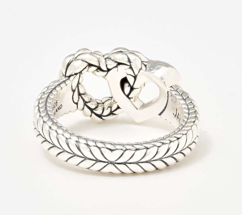 JAI Sterling Silver Hammered & Basketweave Heart Ring — View 3