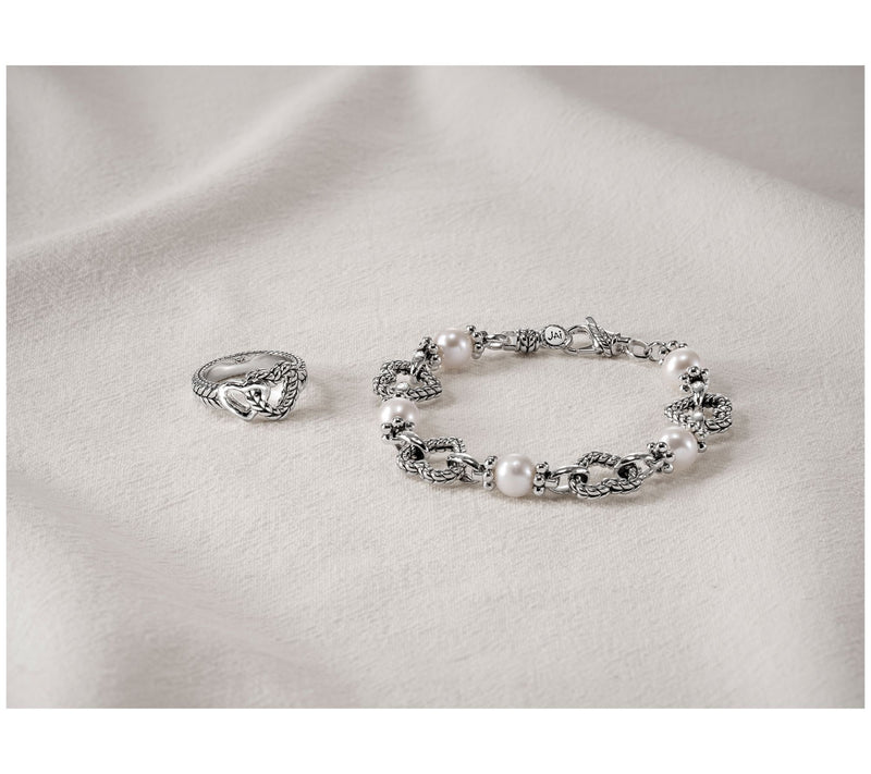 JAI Sterling Silver Hammered & Basketweave Heart Ring — View 5