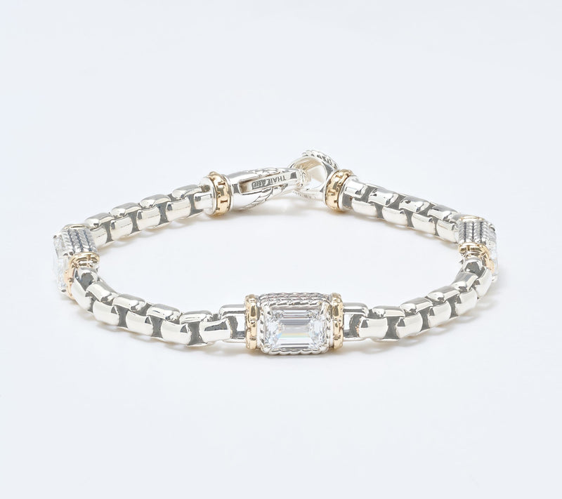 JAI Sterling & 14K Gold Lab Grown Diamond 4.5cttw Bracelet, 22.0g — Main view